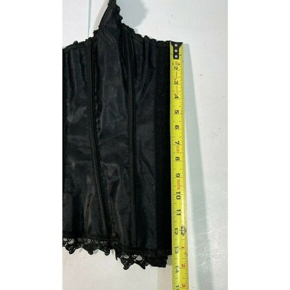 Fredericks of Hollywood Size 34 S M Corset Goth Lolita Black Hook Lace Up Satin - Picture 11 of 15